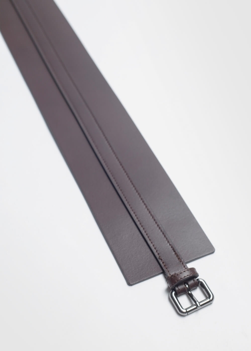High Waist Leather Belt | Dark Brown
