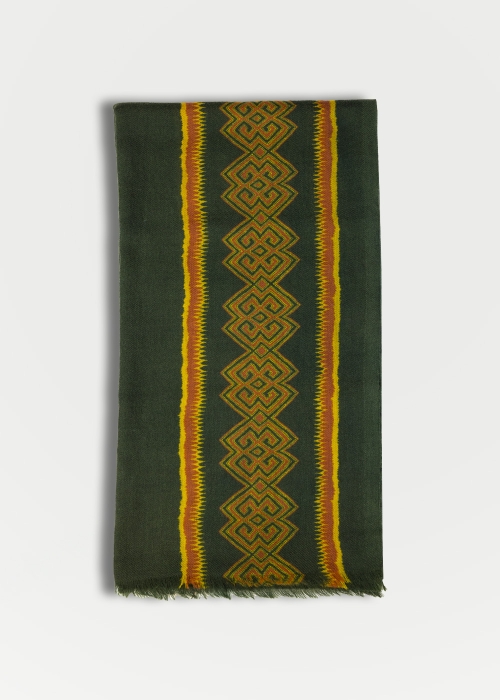 Military green scarf in cashmere made in Italy