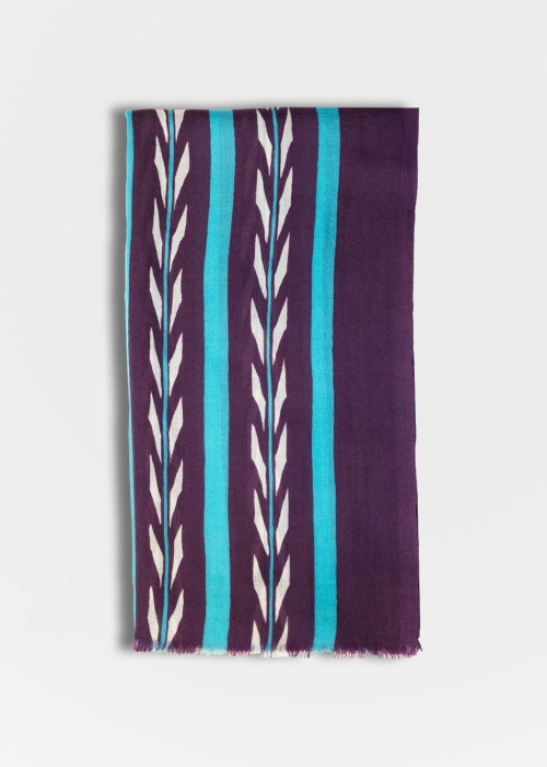 Plum and tuquoise cashmere shawl