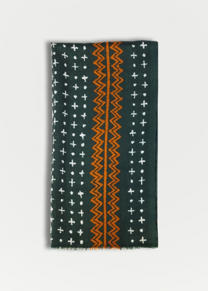 Bottle Green and Rust Dakar Cashmere Stole