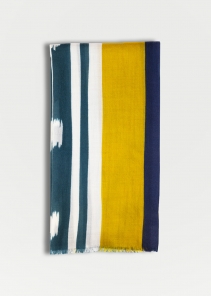 Teal Blue Ikat Cashmere Stole