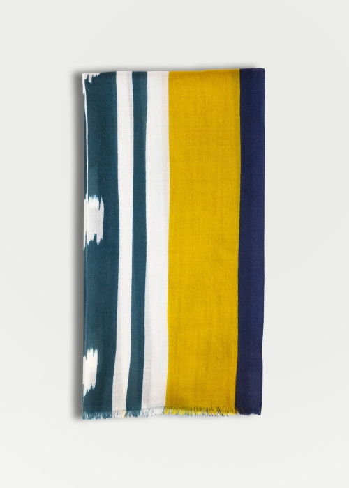 Sciarpa cashmere blu e gialla | Stole e accessori in cashmere made in Italy