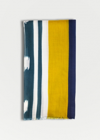 Sciarpa cashmere blu e gialla | Stole e accessori in cashmere made in Italy