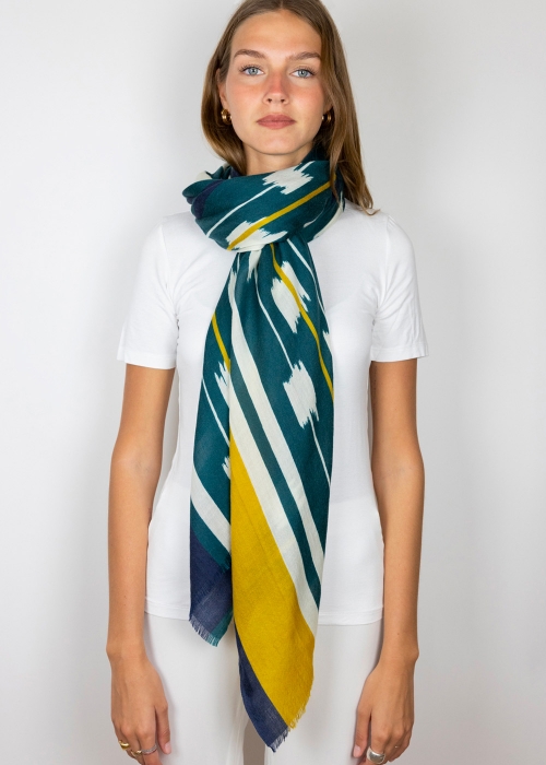Teal scarf cashmere made in Italy