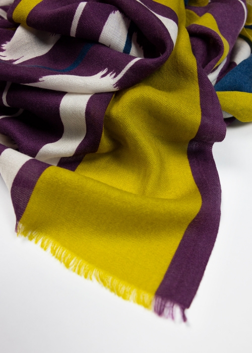 Plum and mustard cashmere stole | Made in Italy Cashmere Scarves by Toosh