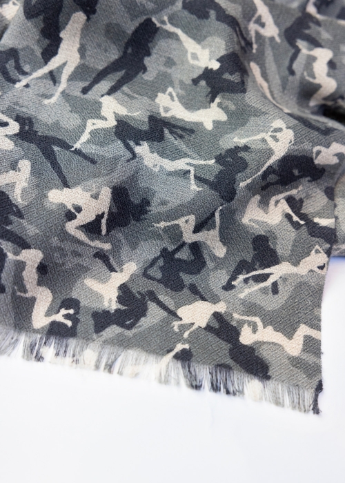 Cashmere and Silk Scarf -  Grey Kamaflage
