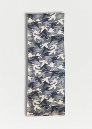 Cashmere man scarf - grey ducks camouflage