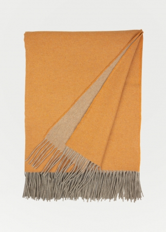 cashmere plaid double face - Orange - Toosh Cashmere Blankets