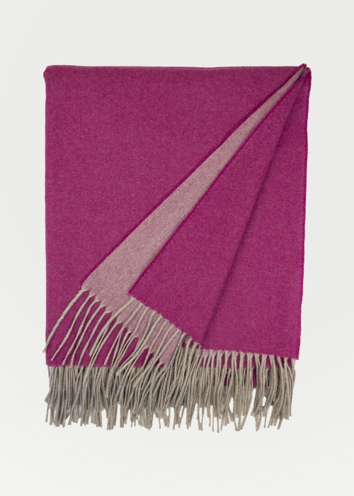 cashmere plaid detail - Cyclamen Pink - Toosh Cashmere Blankets