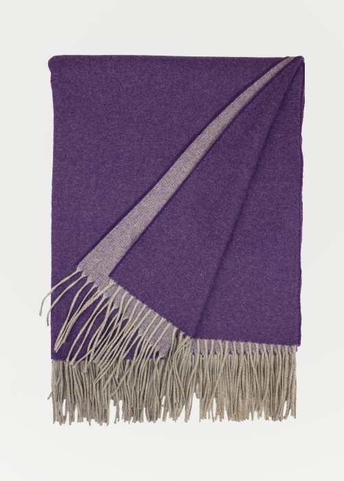 cashmere plaid detail - Purple - Toosh Cashmere Blankets