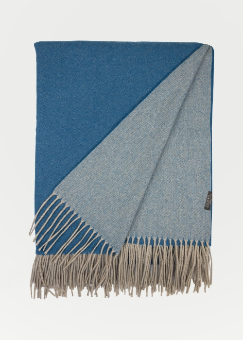 cashmere plaid detail - Teal - Toosh Cashmere Blankets
