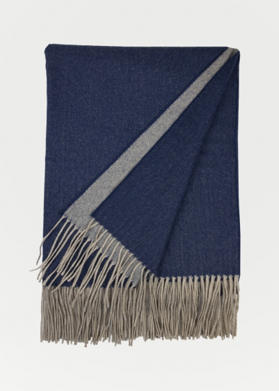cashmere plaid detail - Navy Blue - Toosh Cashmere Blankets