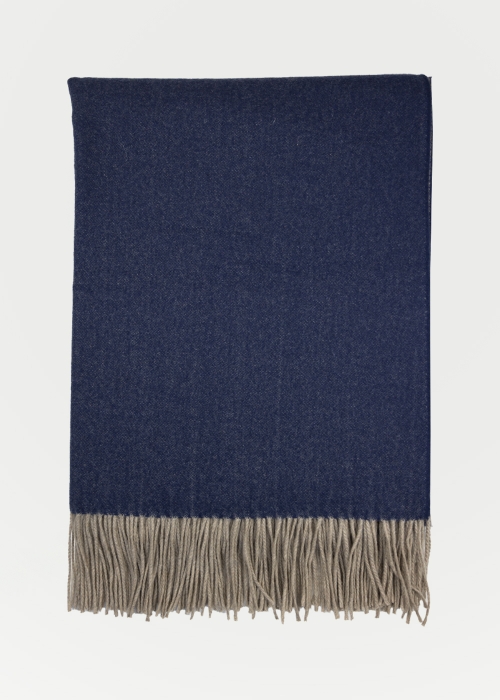 cashmere plaid - Navy Blue - Toosh Cashmere Blankets