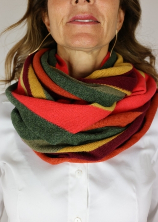 Cashmere multicolor stripes neck round scarf | Toosh cashmere accessories