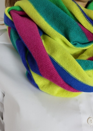 Cashmere multicolor stripes neck round scarf | Toosh cashmere accessories