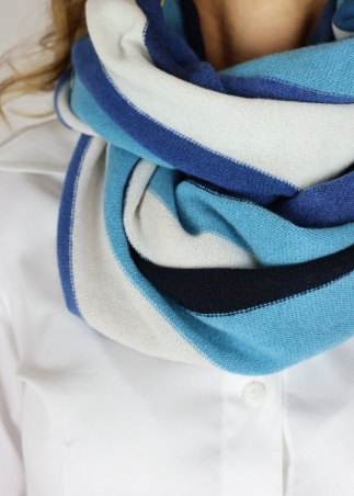 Cashmere multicolor stripes neck round scarf | Toosh cashmere accessories