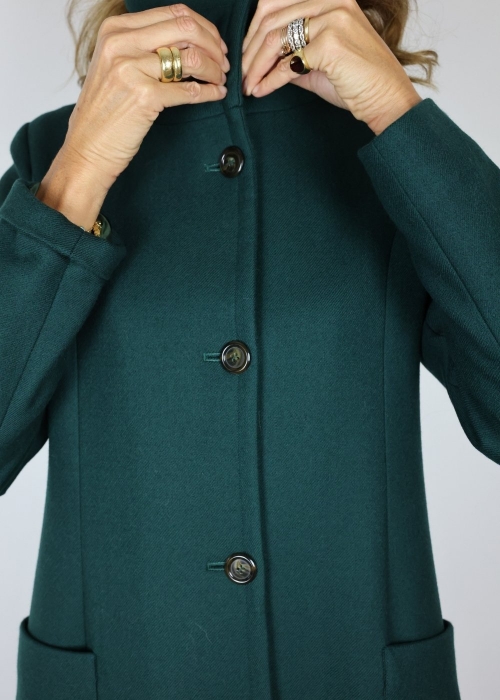 Woman Green Wool Coat - Made in Italy Coats Toosh
