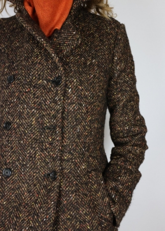 Herringbone brown tailored woman coat |Toosh women tailored coats Milan