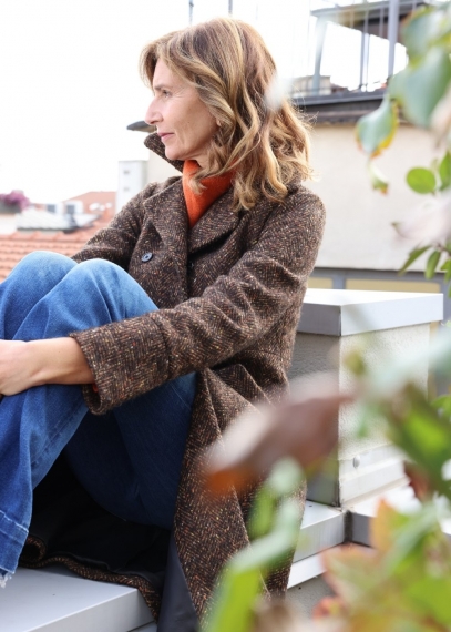 Herringbone brown tailored woman coat |Toosh women tailored coats Milan