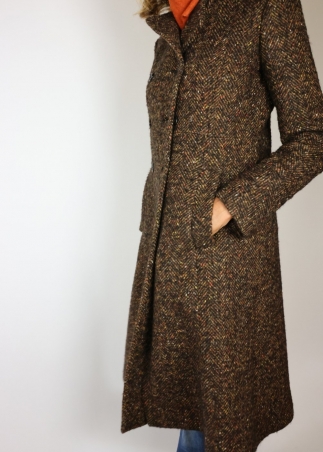 Herringbone brown tailored woman coat |Toosh women tailored coats Milan