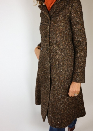 Herringbone brown tailored woman coat |Toosh women tailored coats Milan