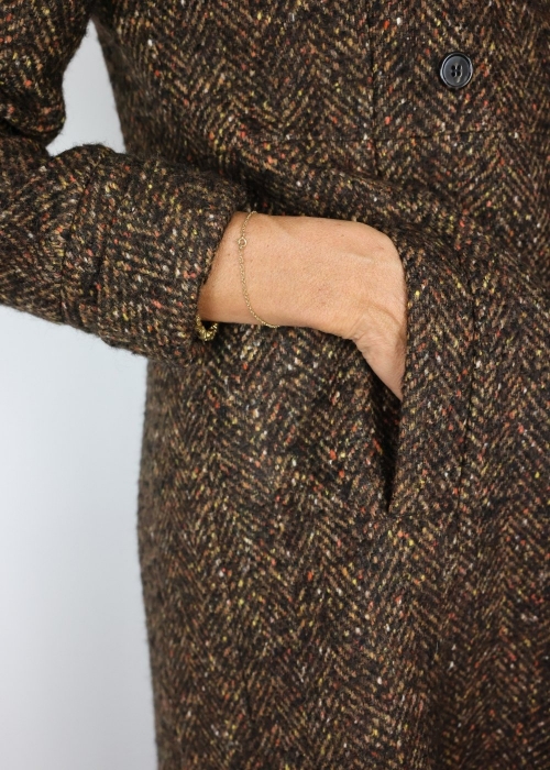 Cappotto donna sartoriale stretto spigato marrone | Toosh cappotti donna milano