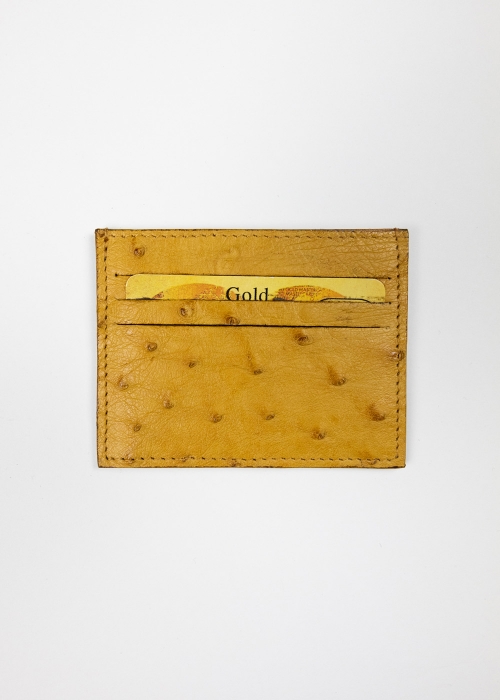 Ostrich Card Holder - Cognac - Toosh leather accessories