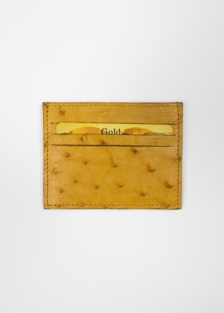Porta carte di credito in struzzo - cognac - Toosh accessori in pelle alta qualità