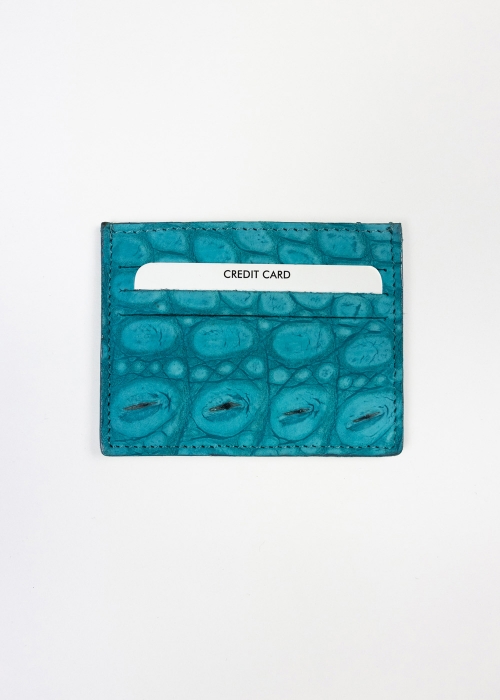Crocodile Card Holder - Turquoise - Toosh leather accessories