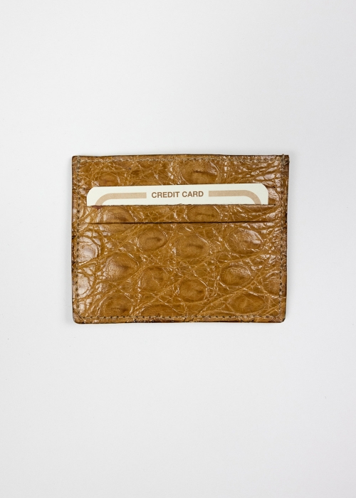 Crocodile Card Holder cognac brown - toosh leather accessories