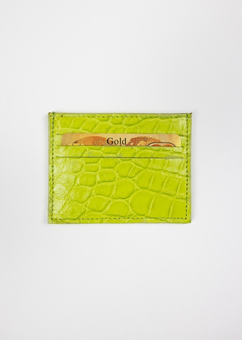 Porta carte di credito in coccodrillo color verde lime - Toosh accessori