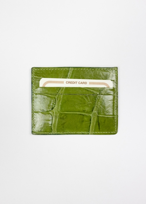 Crocodile Card Holder grass green - toosh leather accessories