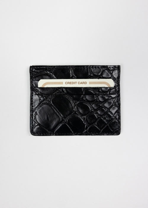 Porta carte di credito in coccodrillo nero - Toosh accessori