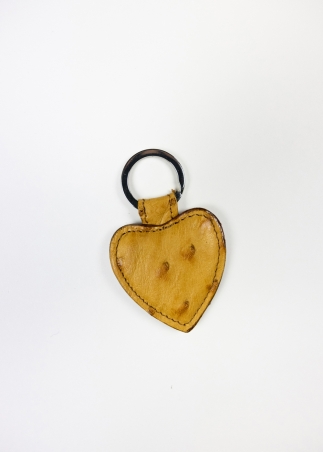 Women's luxury gift idea - Heart shaped ostrich leather keychain - Toosh leather and crocodile accessories