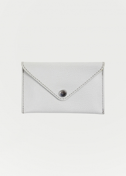 Small leather card holder in silver