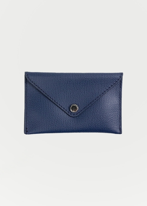 Small leather card holder in blue pilot