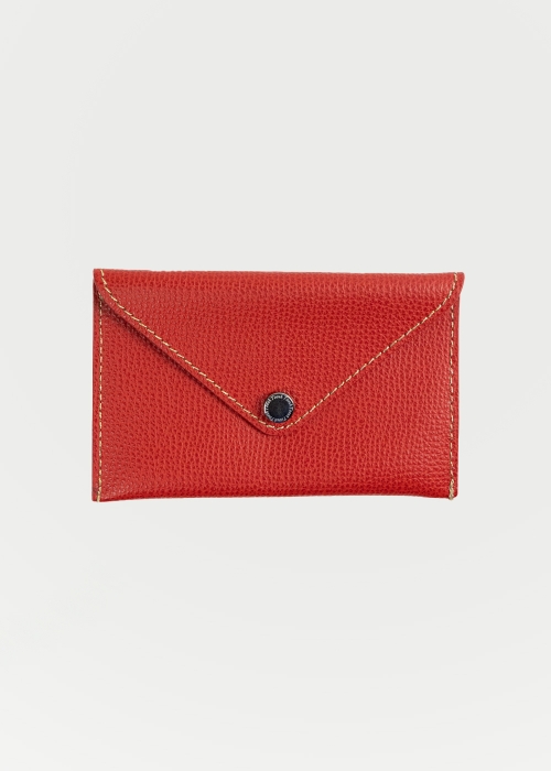 portacarte piccolo pulsante in pelle rosso