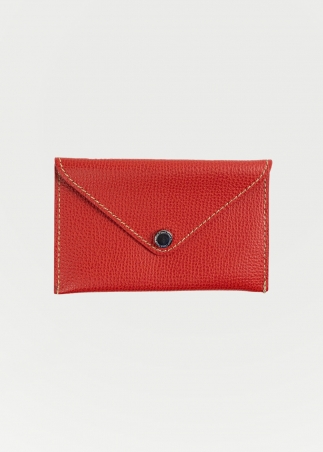 Small leather card holder in red