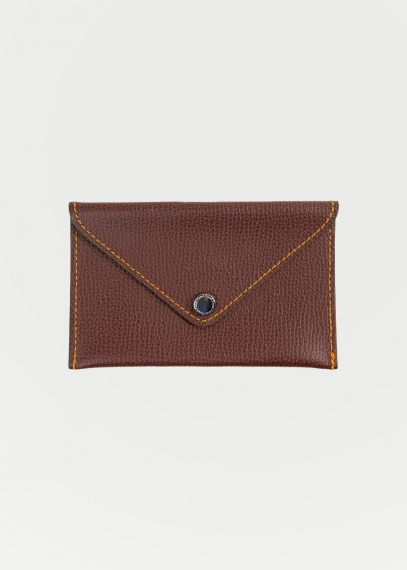 Small leather card holder in ruggine