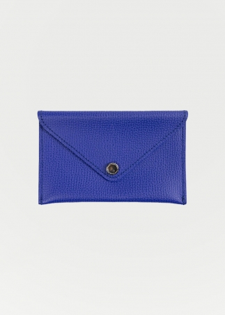 Small leather card holder in blue elettric