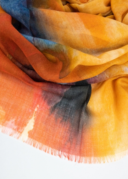 Nuanced Orange Light Cashmere Stole