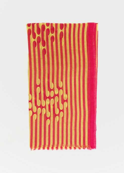 Stola in cashmere light strisce senape fucsia