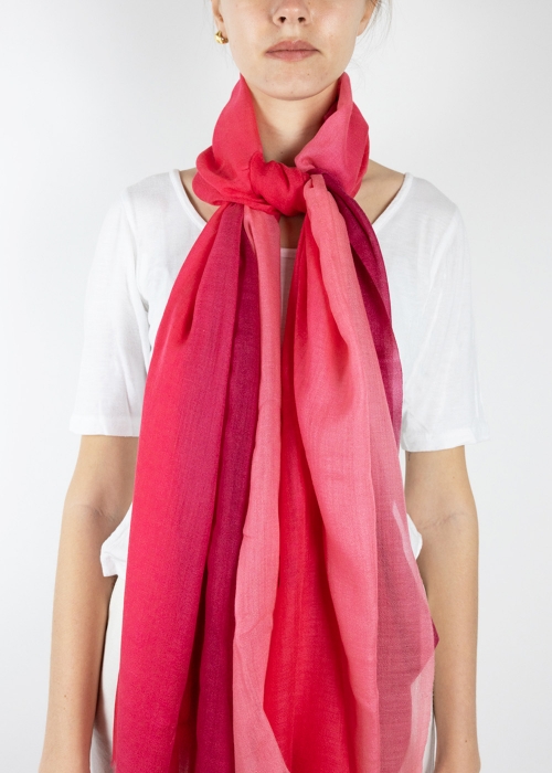 Fuchsia and Pink Light Cashmere Stole