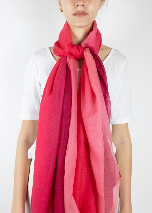 Light Cashmere Stole Fuchsia and pink