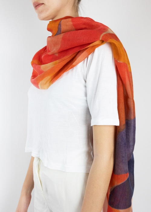 Light Cashmere Stole Abstract warm tones