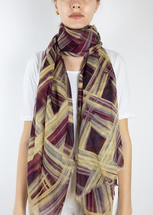 Bordeaux and Beige Light Cashmere Stole