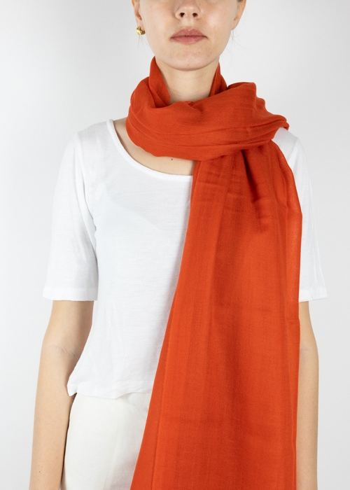 Bright Orange Light Cashmere Stole