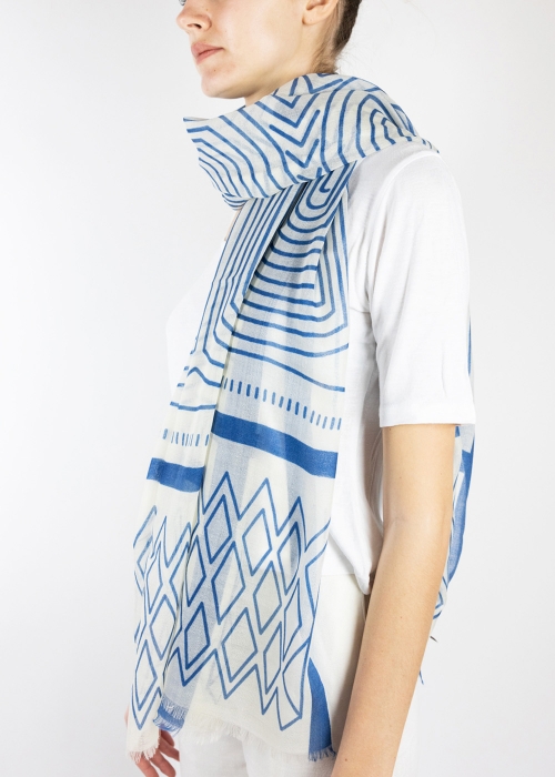 Stola in cashmere light Stylised Drawings Cream...