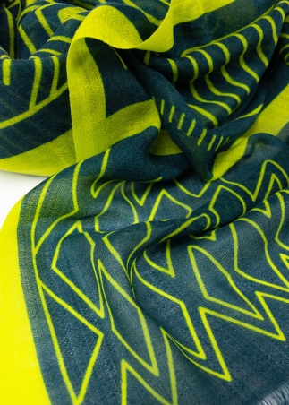 Green and Yellow Drawings Light Cashmere Stole