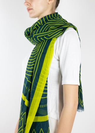 Green and Yellow Drawings Light Cashmere Stole